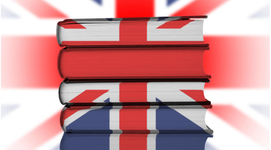 UK gambling history book with flag