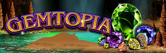 Gemtopia RTG Online Slot Game Logo