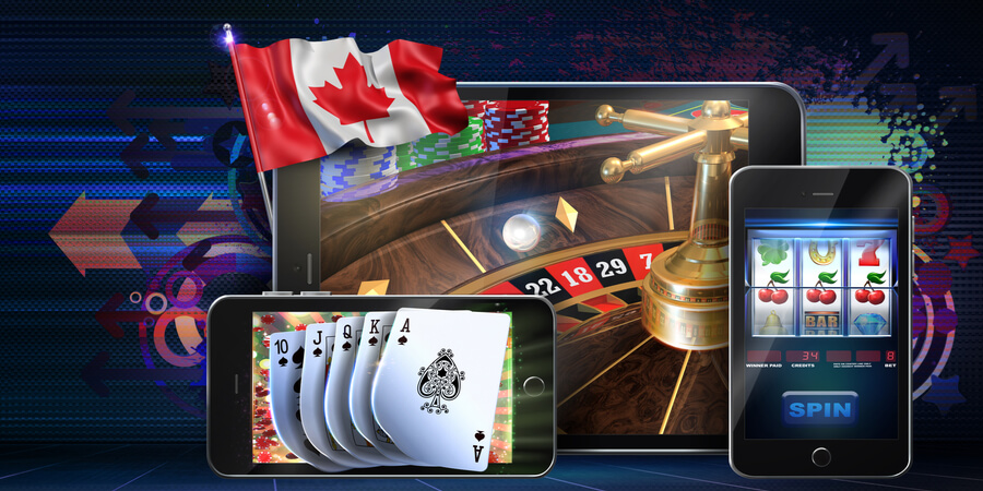 online casino games roulette poker slots with Canada flag