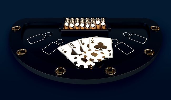 casino table with cards